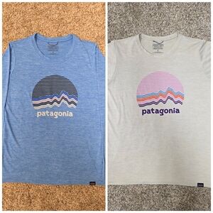 Patagonia Blue and Cream Graphic Tees